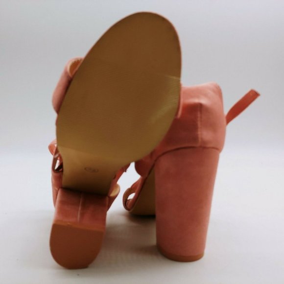 Womans High Heel Pink Ankle Tie‎ Sandal 39 - Picture 5 of 9